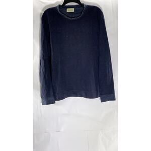 OLIVER SPENER Men's Dark Blue Cotton-Blend Crewneck Long Sleeve Sweater SZ L